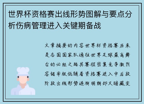 世界杯资格赛出线形势图解与要点分析伤病管理进入关键期备战